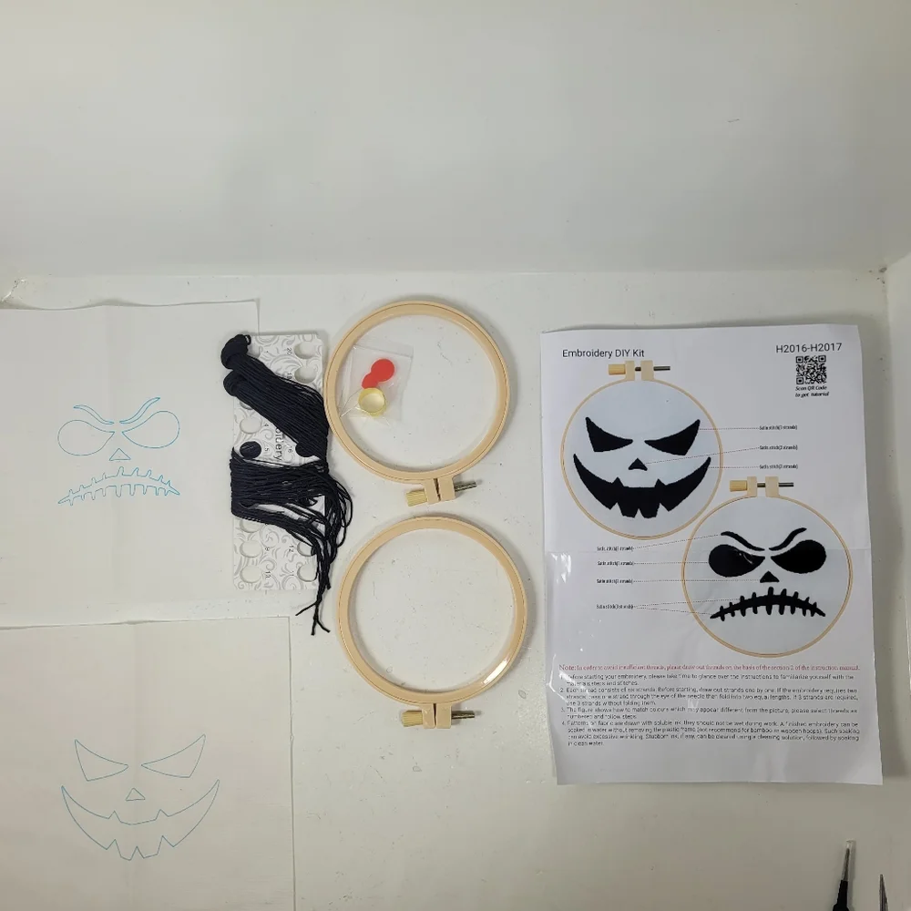Halloween Embroidery DIY Kit with Hoops - Picture 1 of 16